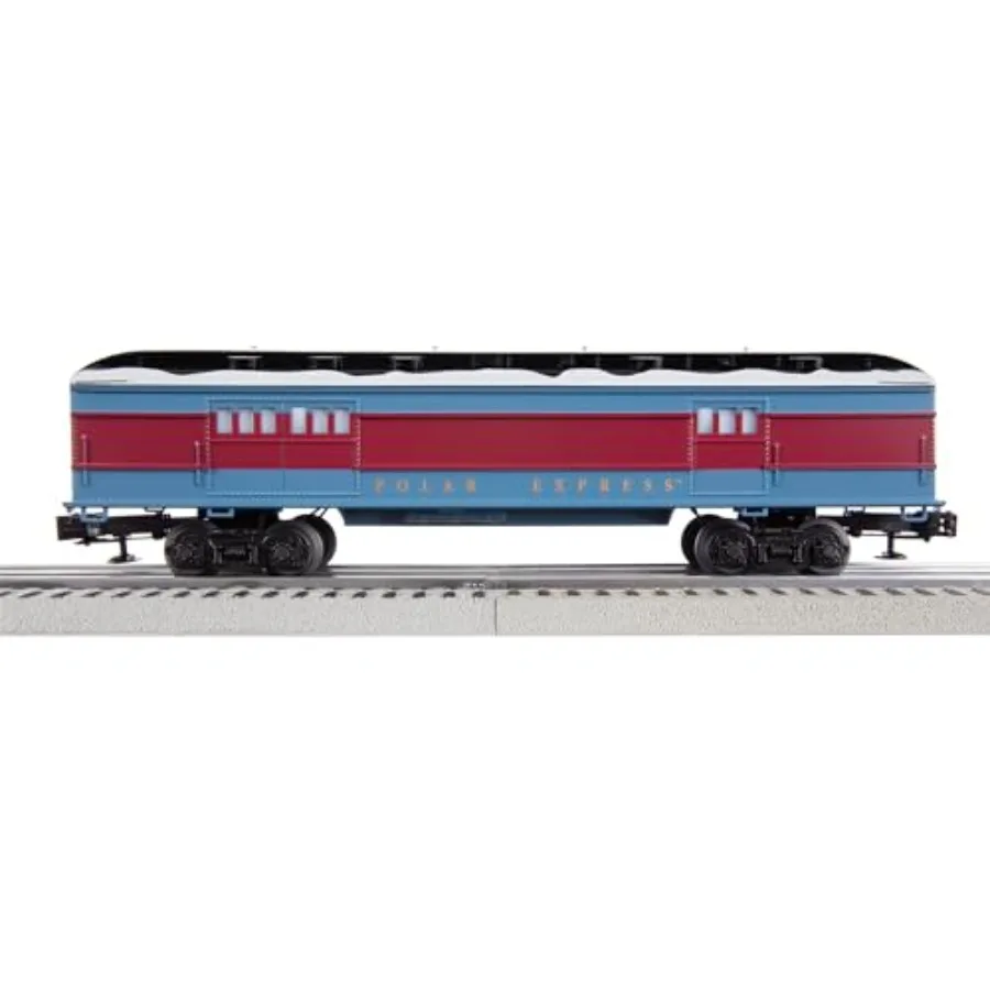 O Gauge model train baggage car for Polar Express themed layout, made of durable plastic and metal, red color with detailed pri
O Gauge model train baggage car for Polar Express themed layout, made of durable plastic and metal, red color with detailed pri