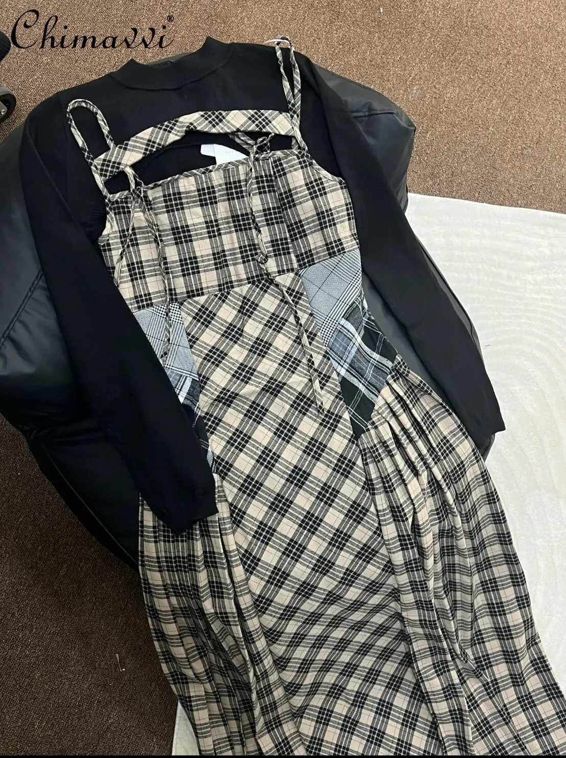 Fall and Winter New Japanese Style Fashion Plaid Knitting Bows Dress Suit Women Long Sleeves Blouse and Long Silm Dress
Fall and Winter New Japanese Style Fashion Plaid Knitting Bows Dress Suit Women Long Sleeves Blouse and Long Silm Dress