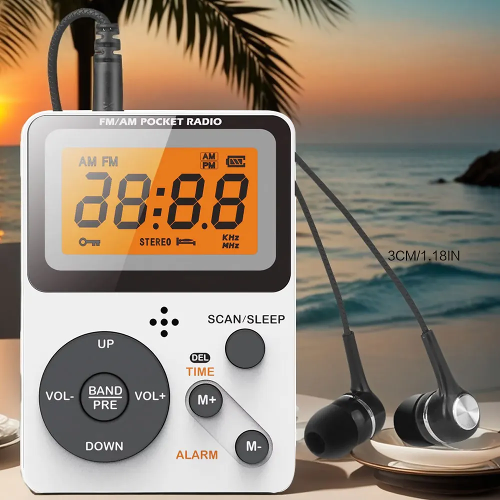 AM FM Pocket Radio with LCD Screen - Portable Radio with Earphone Jack, Sleep Timer, and Alarm Clock for Jogging and Walking
AM FM Pocket Radio with LCD Screen - Portable Radio with Earphone Jack, Sleep Timer, and Alarm Clock for Jogging and Walking