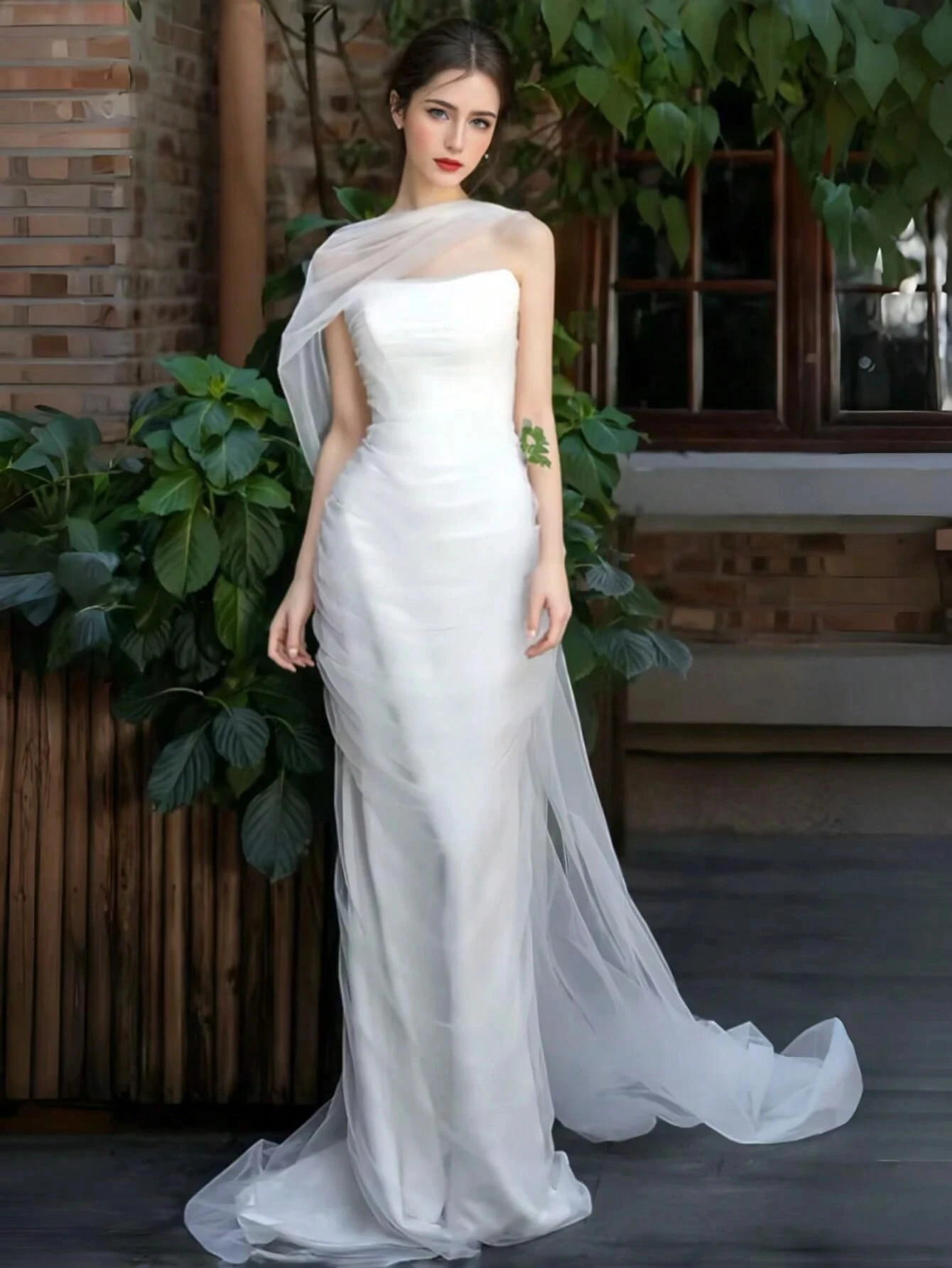 Tulle Wedding Dresses Vestidos De Novia Romantic Bridal Gown With Floor Length Shawl Shoulder Piece Strapless Ruched Waist Sweep
Tulle Wedding Dresses Vestidos De Novia Romantic Bridal Gown With Floor Length Shawl Shoulder Piece Strapless Ruched Waist Sweep
