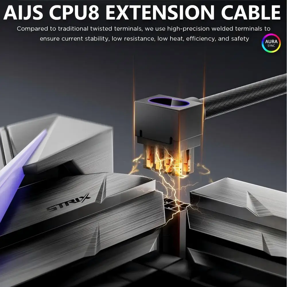 AIJS CPU8Pin Motherboard Extension Cable,18AWG 90° Right-Angle Design, ARGB 5V 3Pin Male-to- Female Connectors Cable
AIJS CPU8Pin Motherboard Extension Cable,18AWG 90° Right-Angle Design, ARGB 5V 3Pin Male-to- Female Connectors Cable