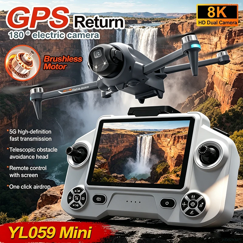 YL059 FPV GPS Quadcopter Drone 8K HD Dual Cameras Endurance Obstacle Avoidance LED Touch Large Screen Remote RC Drone Toy
YL059 FPV GPS Quadcopter Drone 8K HD Dual Cameras Endurance Obstacle Avoidance LED Touch Large Screen Remote RC Drone Toy
