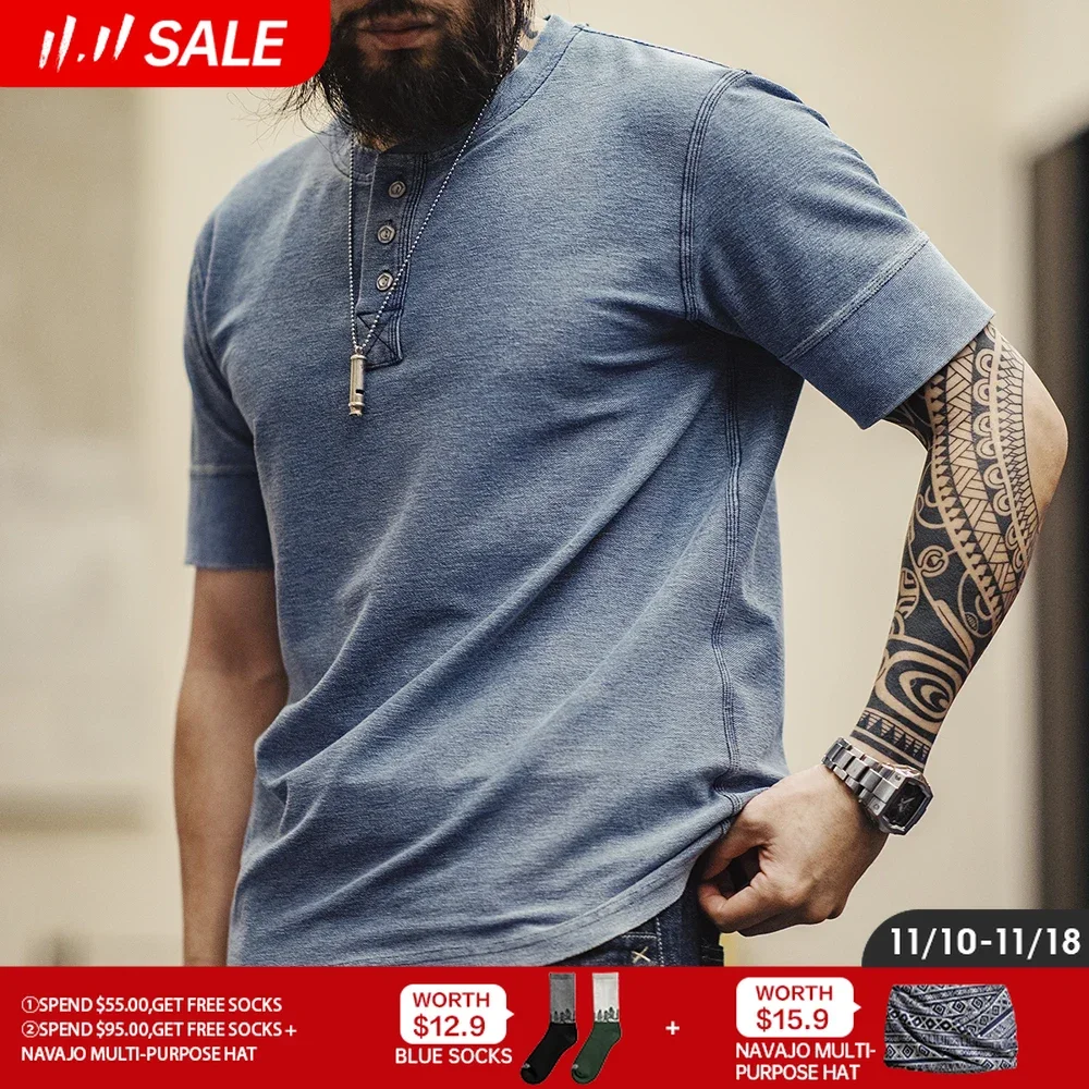 Maden Retro OG Knitted Denim Henry Shirt Old Tough Guy Short-sleeved T-shirt for Men's Summer Fashion Tops Tee
Maden Retro OG Knitted Denim Henry Shirt Old Tough Guy Short-sleeved T-shirt for Men's Summer Fashion Tops Tee