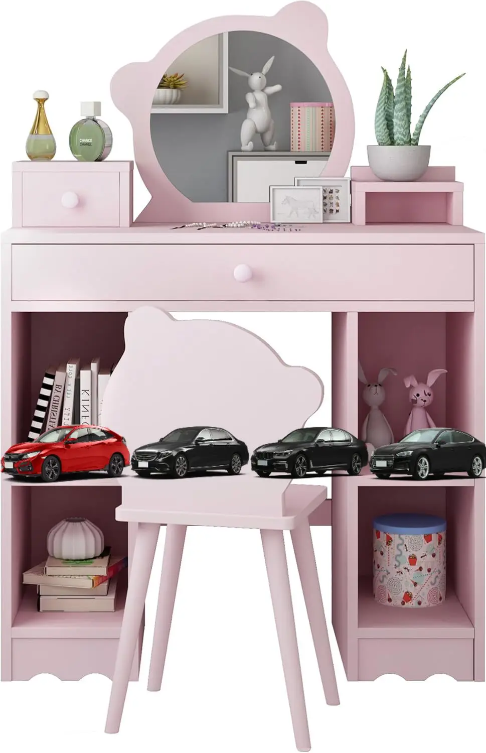 GarveeHome Kids Vanity, 2 in 1 Princess Makeup Desk & Chair Set with Drawers, Storage Shelves, Toddler Dressing Table, Pretend P
GarveeHome Kids Vanity, 2 in 1 Princess Makeup Desk & Chair Set with Drawers, Storage Shelves, Toddler Dressing Table, Pretend P