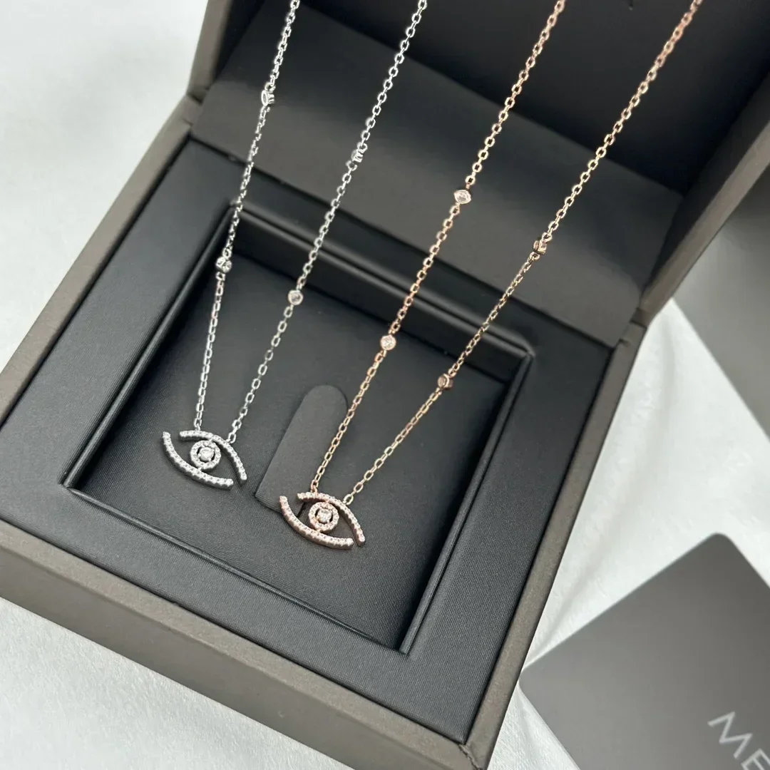 925 Sterling Silver Plated 18K Gold Lucky Eye Women's Diamond Necklace. Luxury Jewelry. Brand Logo
925 Sterling Silver Plated 18K Gold Lucky Eye Women's Diamond Necklace. Luxury Jewelry. Brand Logo