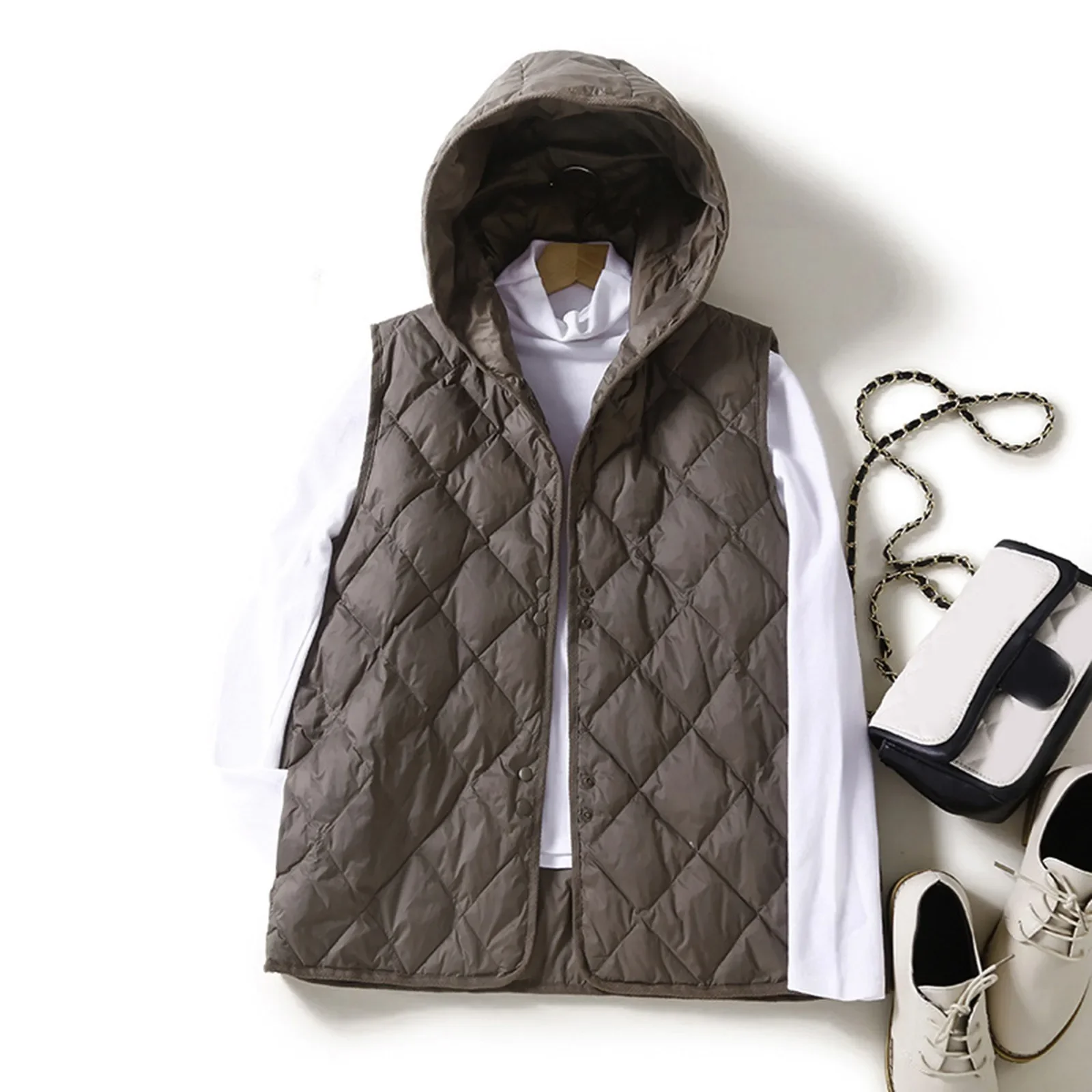 Ultra Light Down Vest Women Autumn Winter Short Loose Hooded Sleeveless Jacket 2023 New Solid Outwear Female Cotton Waistcoat
Ultra Light Down Vest Women Autumn Winter Short Loose Hooded Sleeveless Jacket 2023 New Solid Outwear Female Cotton Waistcoat