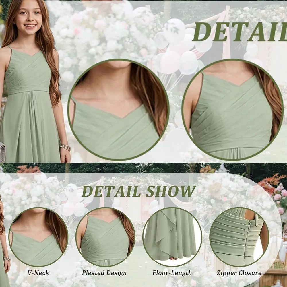 Fashion Green Color Junior Bridesmaid Dresses Chiffon V-Neck Girl Dress Flower Formal Dress for Wedding Girls
Fashion Green Color Junior Bridesmaid Dresses Chiffon V-Neck Girl Dress Flower Formal Dress for Wedding Girls