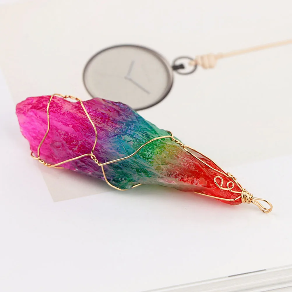 Crystal Pendant Necklace Colorful Rainbow Natural Stone Pendants Rough Gemstone Irregular Shape Wire Wrap Jewelry Accessories
Crystal Pendant Necklace Colorful Rainbow Natural Stone Pendants Rough Gemstone Irregular Shape Wire Wrap Jewelry Accessories