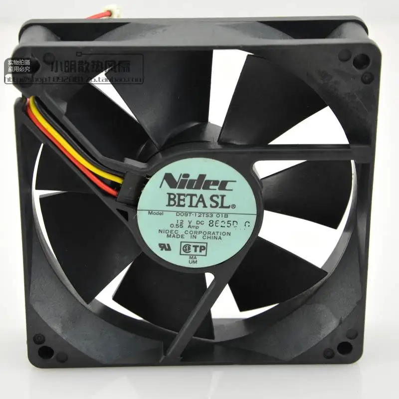 New CPU Cooler Fan For Nidec D09T-12TS3 01B 12V 0.55A 9025 9CM Dual Ball Case Silent Cooling Fan 90*90*25MM
New CPU Cooler Fan For Nidec D09T-12TS3 01B 12V 0.55A 9025 9CM Dual Ball Case Silent Cooling Fan 90*90*25MM