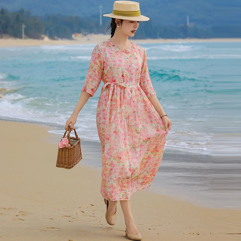 100% Ramie Women Casual Dress New 2026 Summer Bohemian Style O-neck Floral Print Ladies Elegant A-line Long Dresses M2575
100% Ramie Women Casual Dress New 2026 Summer Bohemian Style O-neck Floral Print Ladies Elegant A-line Long Dresses M2575