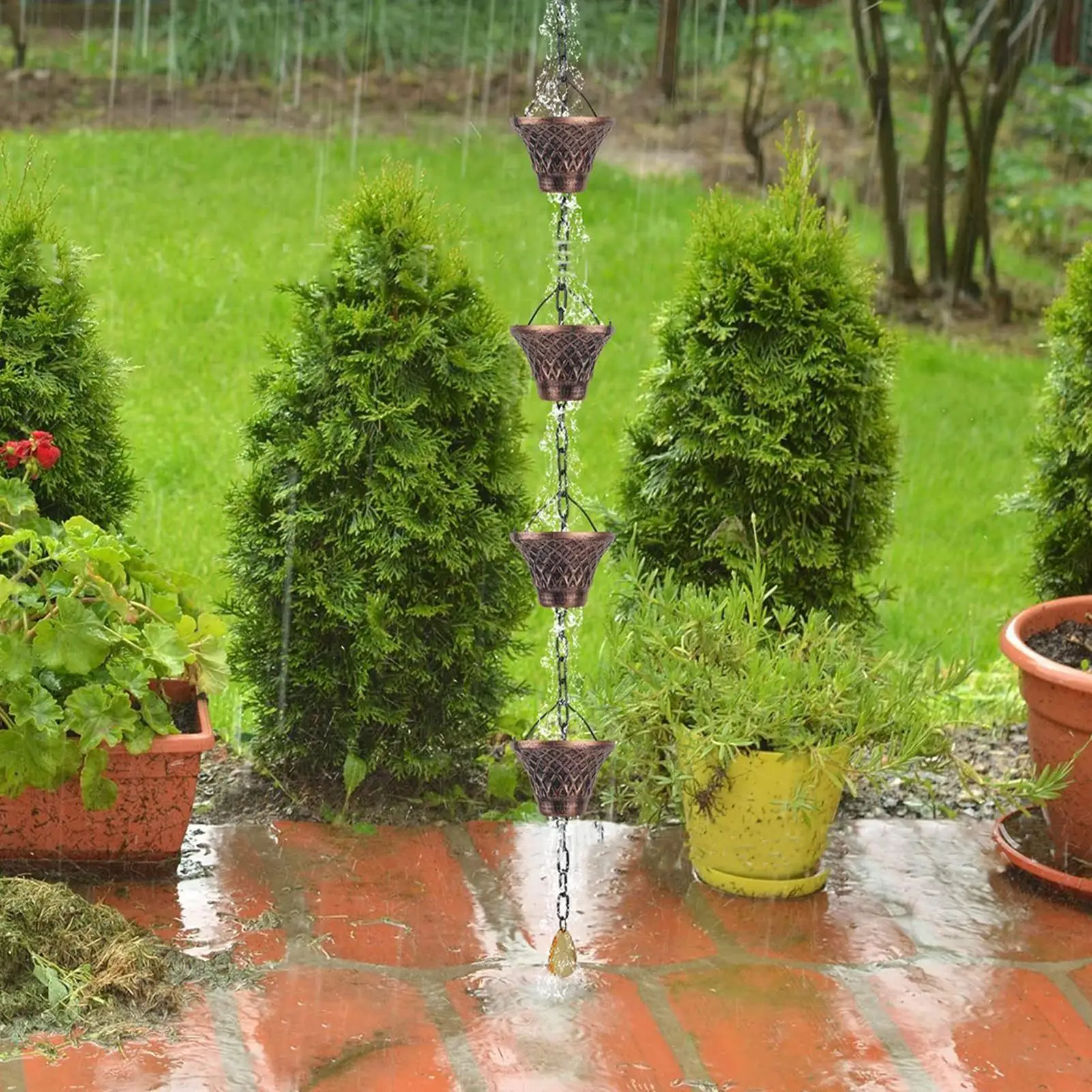 Rain Chains 9FT Copper Heavy Duty Decorative Downspout 12 Cups Rain Gutter Chains For House Garden Outdoor Gazebo Roof Canopy
Rain Chains 9FT Copper Heavy Duty Decorative Downspout 12 Cups Rain Gutter Chains For House Garden Outdoor Gazebo Roof Canopy