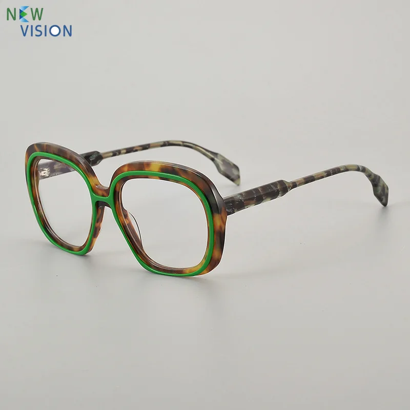 Women Glasses Colored Spliced High-quality Acetate Double Loop Laminated Design Eyeglass Frame Retro Men Myopic Optical Eyewear
Women Glasses Colored Spliced High-quality Acetate Double Loop Laminated Design Eyeglass Frame Retro Men Myopic Optical Eyewear
