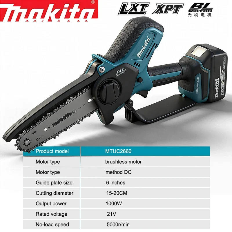 Makita 6Ah Battery 18V LXT Cordless Pruning Chain Saw 6 Inches 150mm 8m/s Automatic Lubrication Garden Pruning Power Tools
Makita 6Ah Battery 18V LXT Cordless Pruning Chain Saw 6 Inches 150mm 8m/s Automatic Lubrication Garden Pruning Power Tools