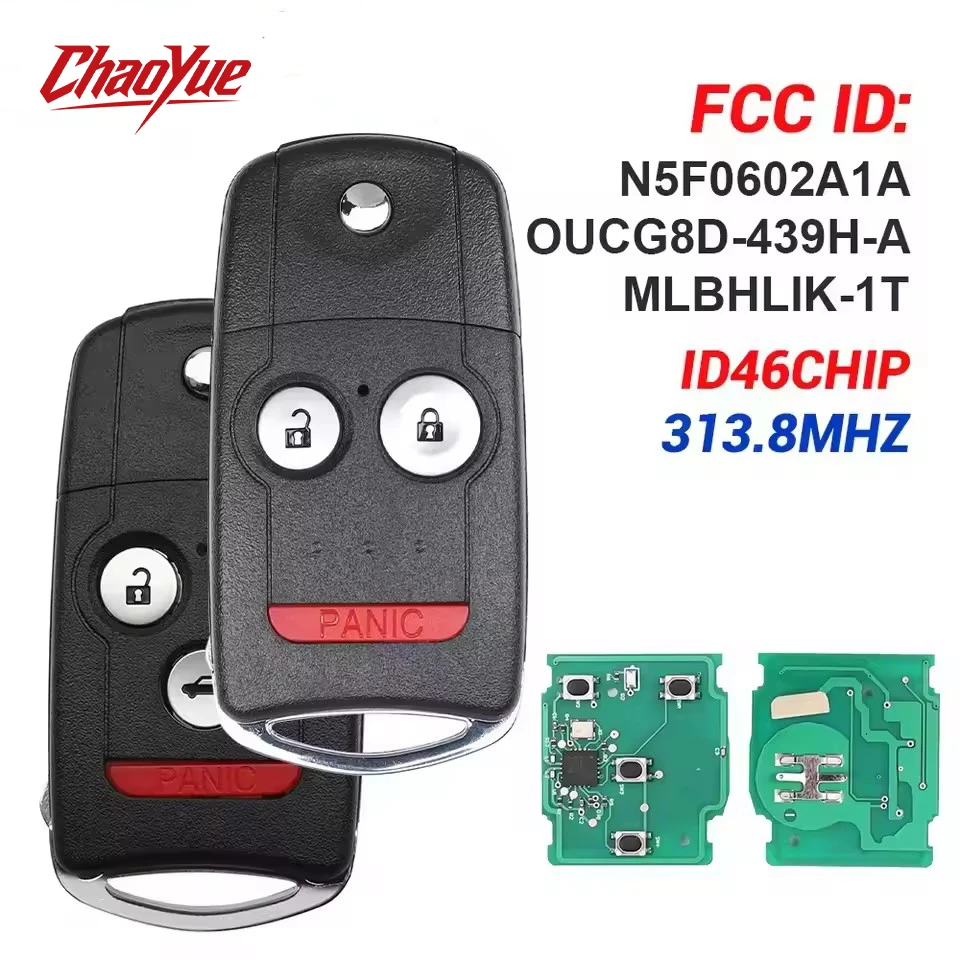 ChaoYue Remote Car Key For Honda Acura MDX RDX TL TSX ZDX Fob 313.8MHz ID46 Chip MLBHLIK-1T N5F0602A1A OUCG8D-439H-A
ChaoYue Remote Car Key For Honda Acura MDX RDX TL TSX ZDX Fob 313.8MHz ID46 Chip MLBHLIK-1T N5F0602A1A OUCG8D-439H-A
