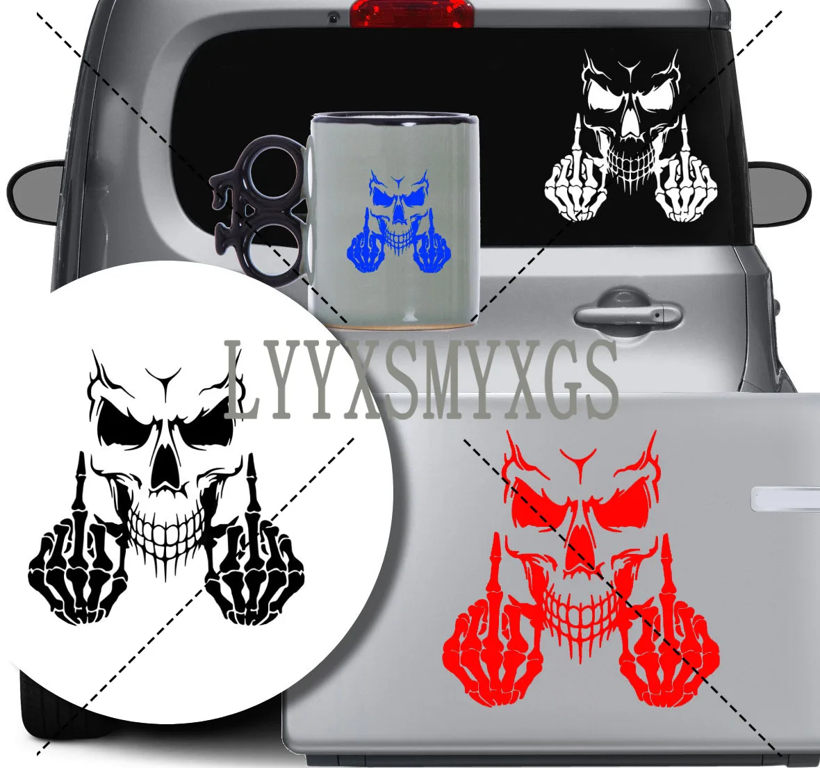 Self-adhesive Skull with Two Middle Fingers Car Sticker Automotive Rear Window and Bumper Waterproof Vinyl Decal Decorative
Self-adhesive Skull with Two Middle Fingers Car Sticker Automotive Rear Window and Bumper Waterproof Vinyl Decal Decorative