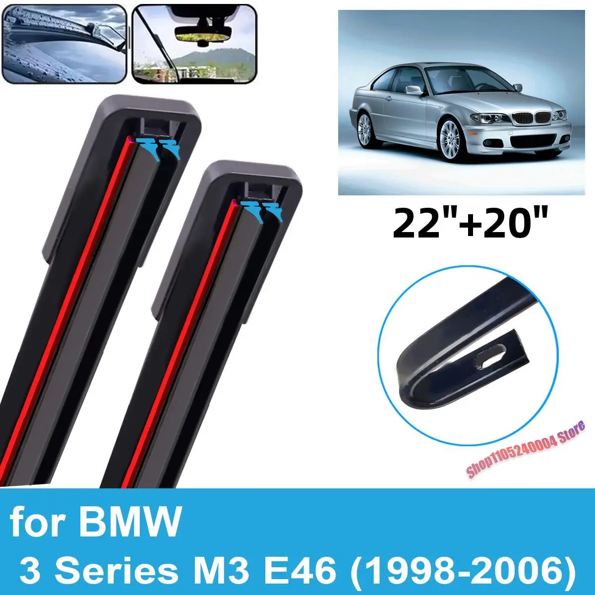 For BMW 3 Series M3 E46 1998 - 2006 2PCS Front Windscreen Windshield Wiper Blades Double Rubber Car Accessories
For BMW 3 Series M3 E46 1998 - 2006 2PCS Front Windscreen Windshield Wiper Blades Double Rubber Car Accessories