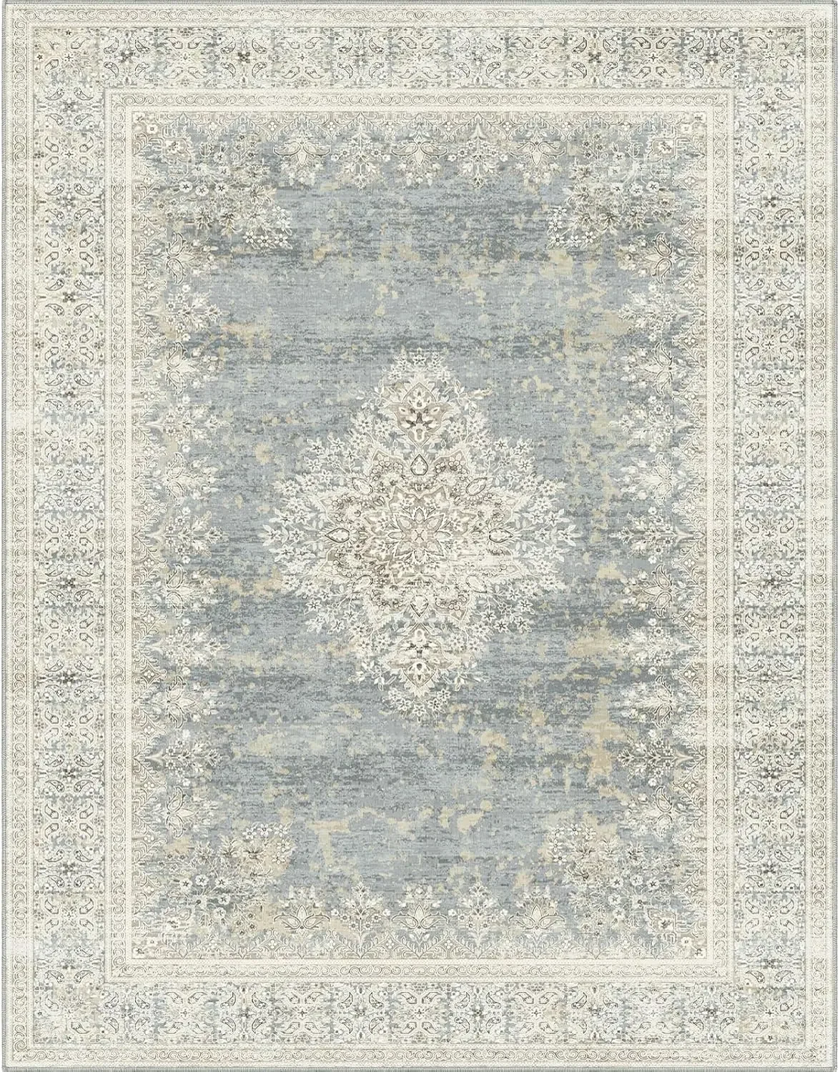 Floor Cover Thin Rug Retro Indoor Distressed Non Slip Carpet Floral Print Mat Living Room Bedroom (Grey/Light Camel, 7X9)
Floor Cover Thin Rug Retro Indoor Distressed Non Slip Carpet Floral Print Mat Living Room Bedroom (Grey/Light Camel, 7X9)