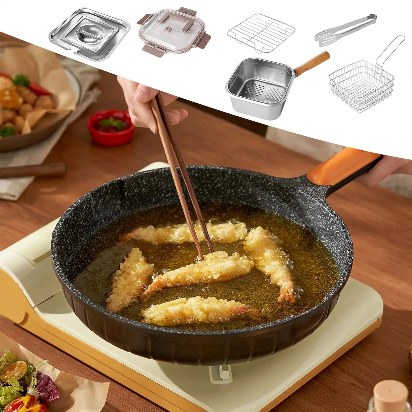 Deep Frying Pot Kitchen Fryer With Strainer Stainless Steel Tempura Fryer Pan Fry Pot Chicken Fried Chicken Cooking Tools
Deep Frying Pot Kitchen Fryer With Strainer Stainless Steel Tempura Fryer Pan Fry Pot Chicken Fried Chicken Cooking Tools
