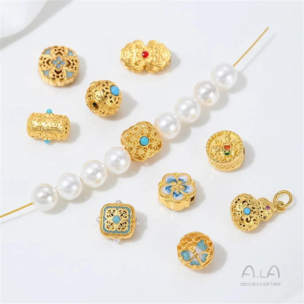 Sand Gold Drop Oil Enamel Inlaid Pearl Turquoise Beadproof Barrel Bead Pendant Antique French Gold Jewelry Accessories
Sand Gold Drop Oil Enamel Inlaid Pearl Turquoise Beadproof Barrel Bead Pendant Antique French Gold Jewelry Accessories