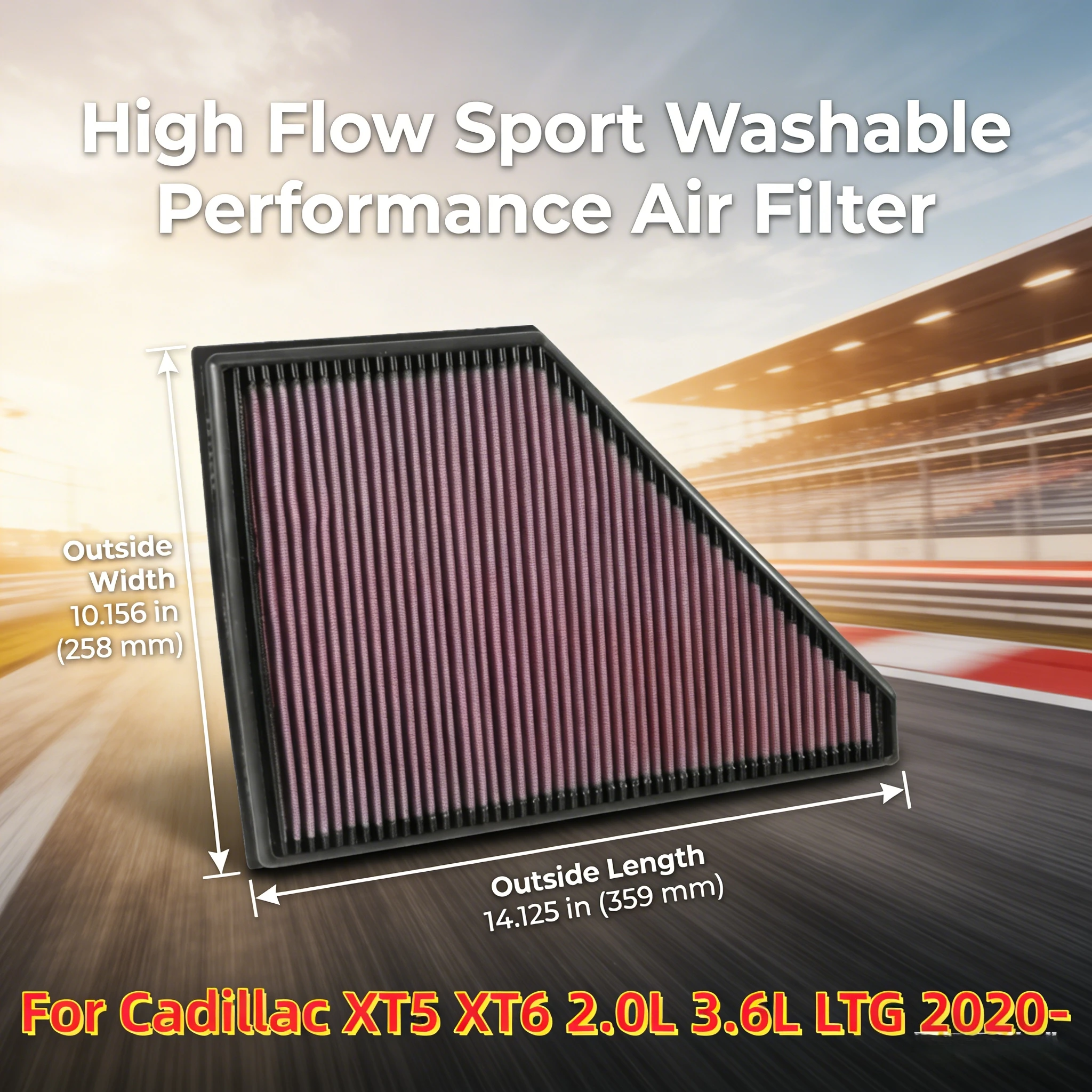 For Cadillac XT5 XT6 2.0L 3.6L LTG 2020- High Flow Sport Washable Performance Panel Air Filter Intake System Replacement 33-5056
For Cadillac XT5 XT6 2.0L 3.6L LTG 2020- High Flow Sport Washable Performance Panel Air Filter Intake System Replacement 33-5056