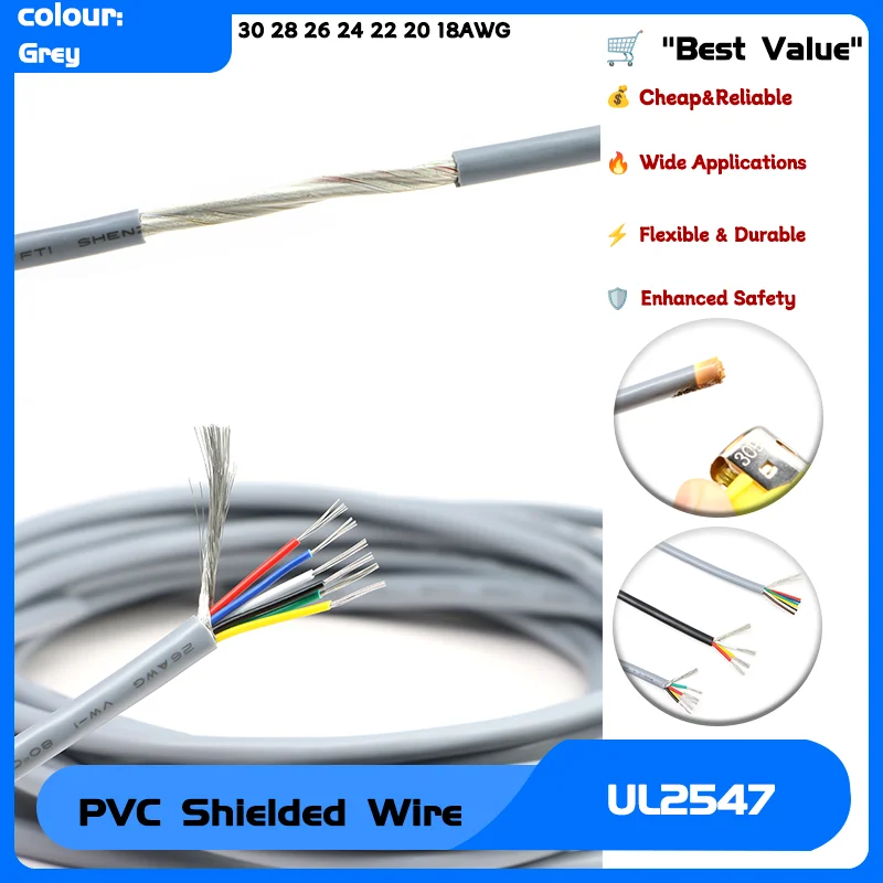 30 28 26 24 22 20 18AWG Signal Shielded Cable 2 3 4 5 6 7 8Cores Channel Audio Line 1-20M Grey UL2547 PVC Shielded Wire
30 28 26 24 22 20 18AWG Signal Shielded Cable 2 3 4 5 6 7 8Cores Channel Audio Line 1-20M Grey UL2547 PVC Shielded Wire