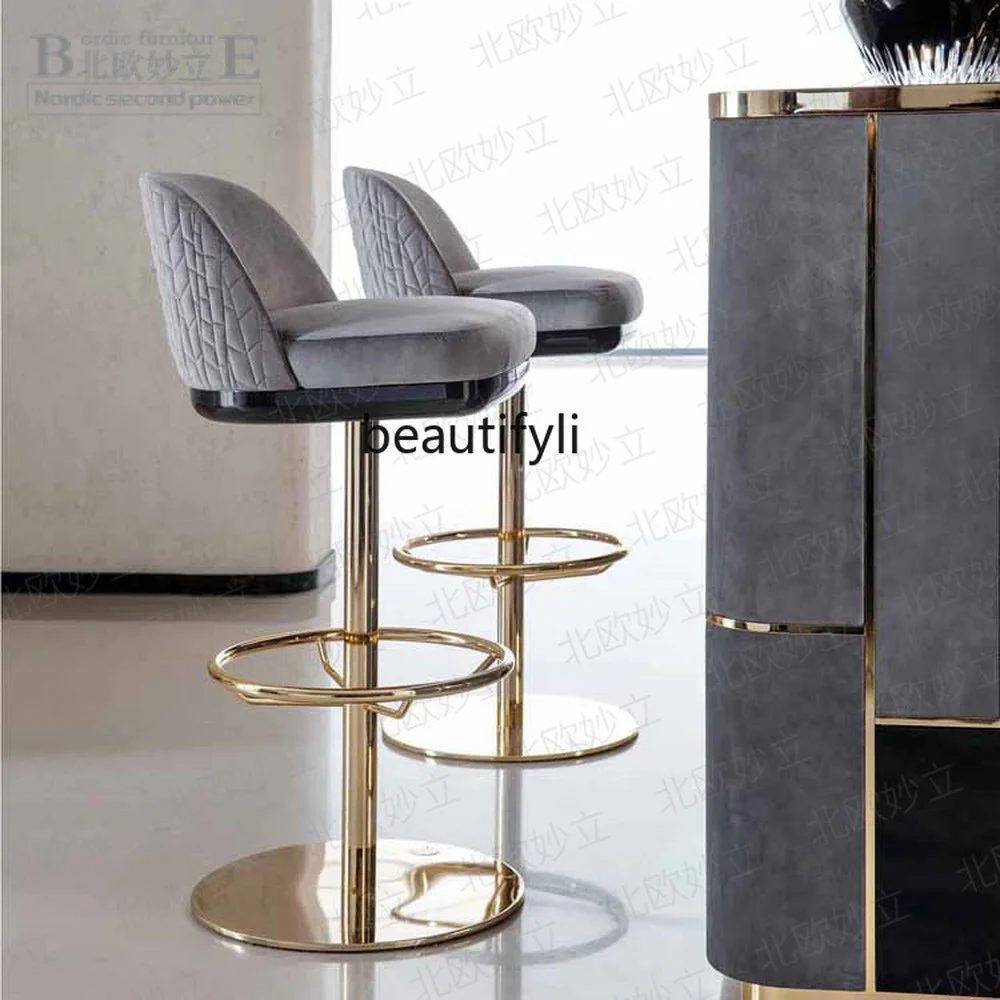 zqBar Stool Modern Simple Stainless Steel Bar Chair Rotating High Stool Model Room Home Bar Stool
zqBar Stool Modern Simple Stainless Steel Bar Chair Rotating High Stool Model Room Home Bar Stool