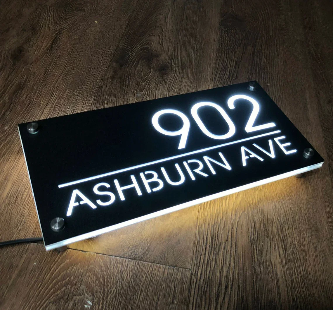 Modern LED Backlit Custom House Number Sign Outdoor Illuminated Address Plaque House Street Sign
Modern LED Backlit Custom House Number Sign Outdoor Illuminated Address Plaque House Street Sign