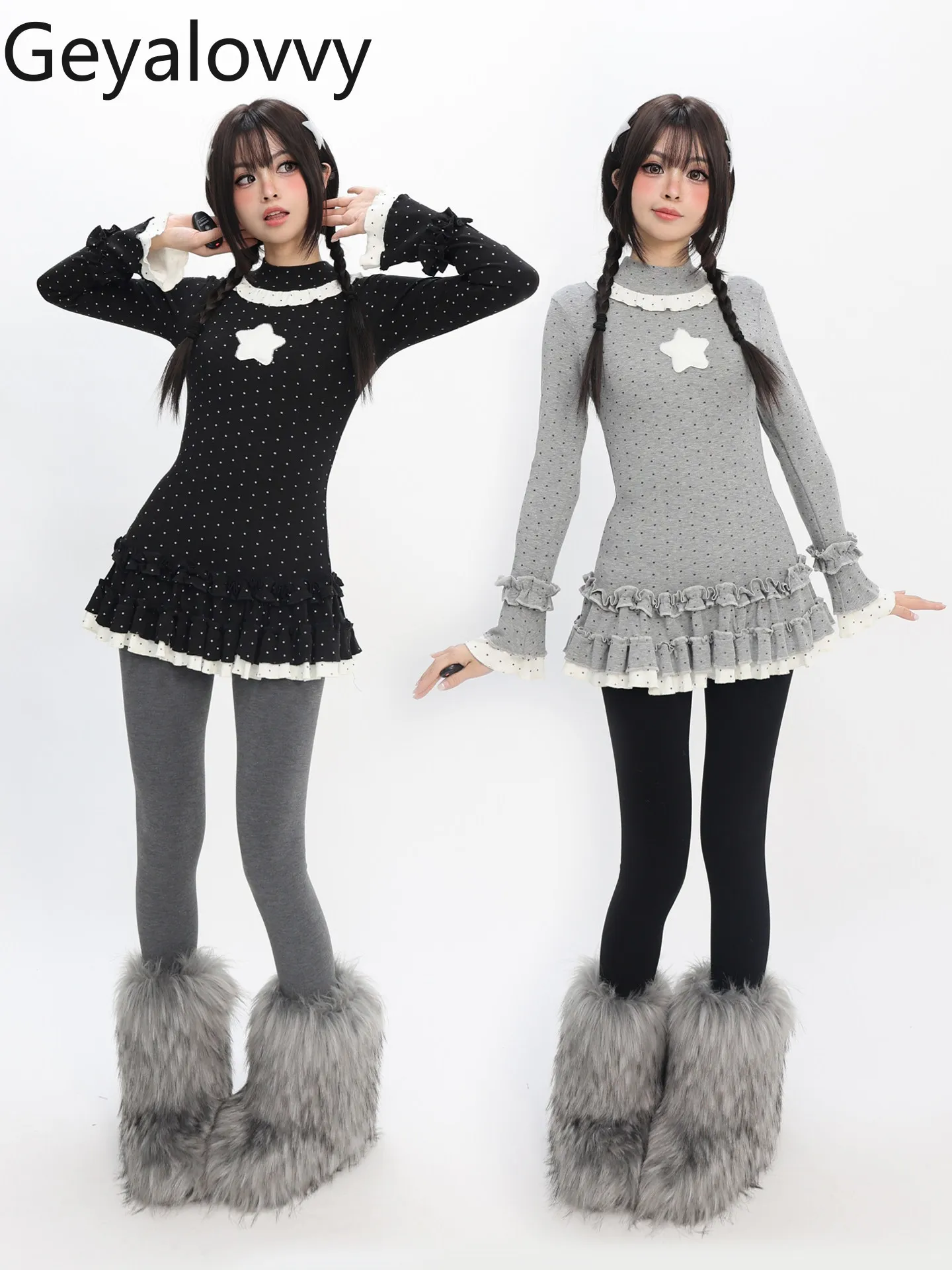 Spring New Patchwork Color-Block Polka Dot Skirt Hem Layered Long Sleeve T-Shirt Sweet Girls Versatile Stand Collar Base Shirt
Spring New Patchwork Color-Block Polka Dot Skirt Hem Layered Long Sleeve T-Shirt Sweet Girls Versatile Stand Collar Base Shirt