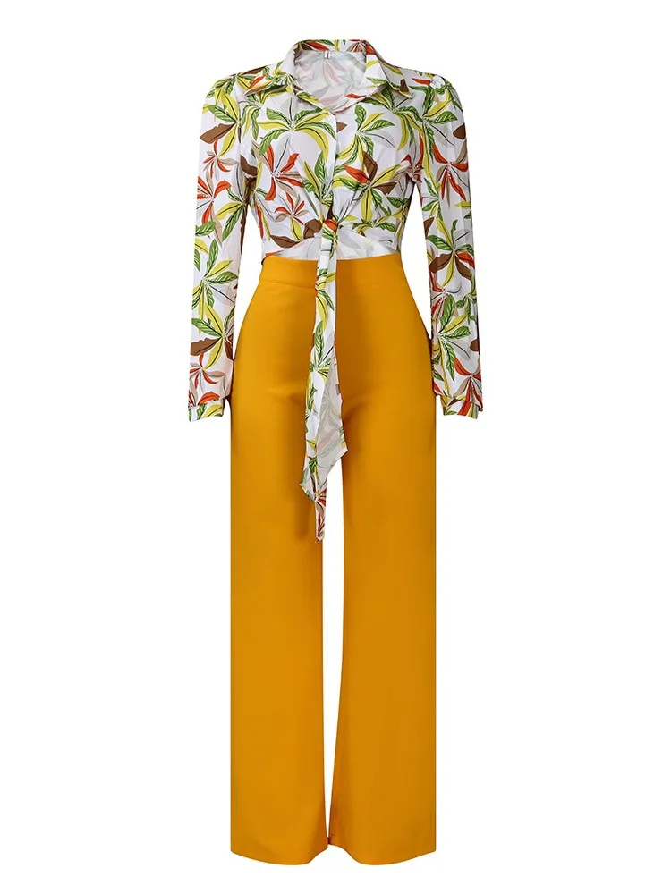 Women's Autumn Set Fashion Printed Long Sleeved Shirt Solid Color Straight Leg Pants Two-piece Set Women's Winter Elegant Outfit
Women's Autumn Set Fashion Printed Long Sleeved Shirt Solid Color Straight Leg Pants Two-piece Set Women's Winter Elegant Outfit