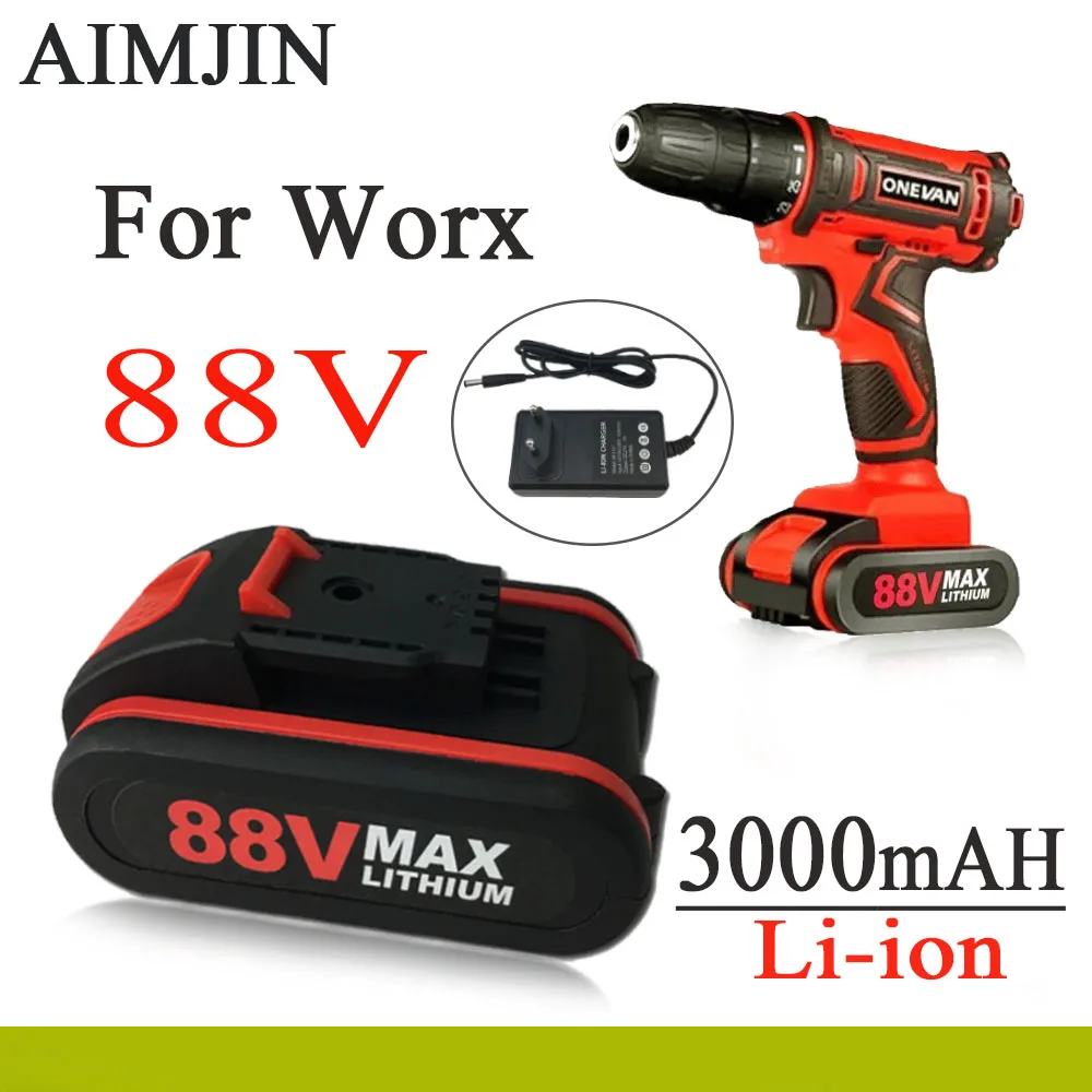 88V For Worx 3000mAh high-Power Li-ion Battery Electric Tools And Chainsaws With charger
88V For Worx 3000mAh high-Power Li-ion Battery Electric Tools And Chainsaws With charger