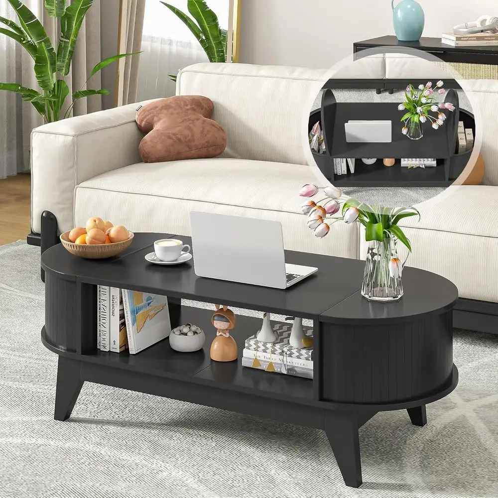 46.45'' Oval Coee Tables or Living Room, Century ern Coee Table with Storage, Wood luted Accent Center Table with lip-Top Lids o
46.45'' Oval Coee Tables or Living Room, Century ern Coee Table with Storage, Wood luted Accent Center Table with lip-Top Lids o