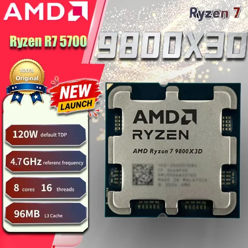 New AMD Ryzen 7 9800X3D Tray CPU 8C16T 4.7GHz Base 4NM 96MB L3 Cache 120W AM5 DDR5 Gaming Processor Without Stock Cooler
New AMD Ryzen 7 9800X3D Tray CPU 8C16T 4.7GHz Base 4NM 96MB L3 Cache 120W AM5 DDR5 Gaming Processor Without Stock Cooler