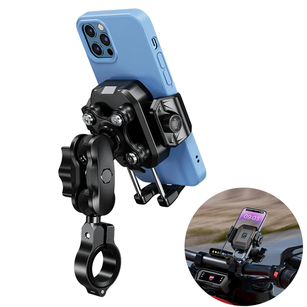 Anti-Theft Motorcycle Phone Mount Vibration Dampener 1s Lock Handlebar Mirror Cellphone Holder for Bike Scooter ATV Fit 5.4-7.2"
Anti-Theft Motorcycle Phone Mount Vibration Dampener 1s Lock Handlebar Mirror Cellphone Holder for Bike Scooter ATV Fit 5.4-7.2"