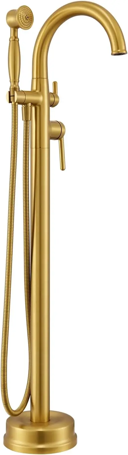 Free Standing Tub Faucet, Brass Antique Freestanding Bathtub Filler with Handheld Sprayer, 6.6GPM, Brushed Gold
Free Standing Tub Faucet, Brass Antique Freestanding Bathtub Filler with Handheld Sprayer, 6.6GPM, Brushed Gold