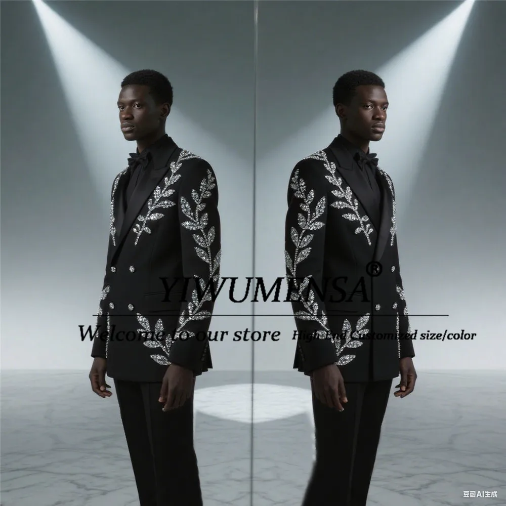 Beaded Leaf Suits Men For Wedding Single Breasted Prom Blazers Customized 2 Pieces Groom Tuxedo costume homme luxe haute qualite
Beaded Leaf Suits Men For Wedding Single Breasted Prom Blazers Customized 2 Pieces Groom Tuxedo costume homme luxe haute qualite