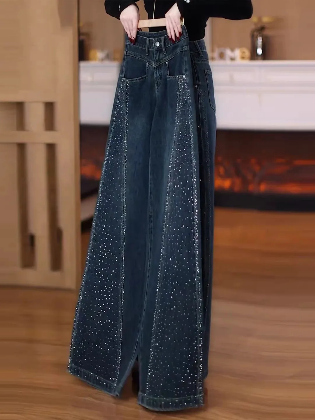 New Women's Wide Leg Straight Jeans High Waist Casual Spring Autumn Winter Glitter High Quality Soft Denim Wear Resistant
New Women's Wide Leg Straight Jeans High Waist Casual Spring Autumn Winter Glitter High Quality Soft Denim Wear Resistant