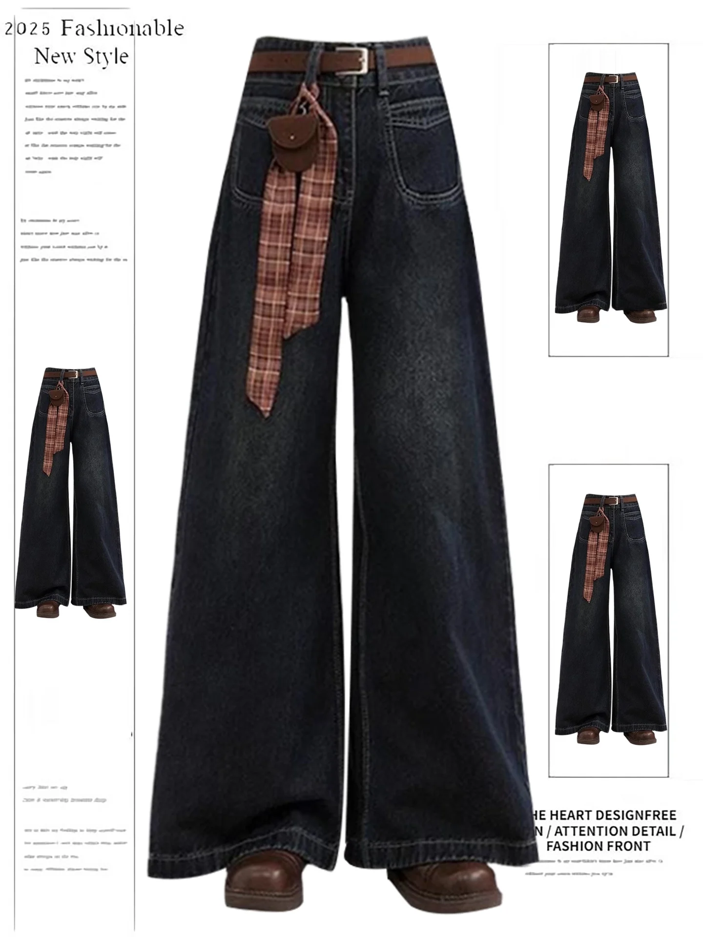 Американские ретро-джинсы синего цвета с высокой талией и широкими штанинами, женские, новинка 2025 года, осенне-зимний дизайн, прямой крой
Американские ретро-джинсы синего цвета с высокой талией и широкими штанинами, женские, новинка 2025 года, осенне-зимний дизайн, прямой крой