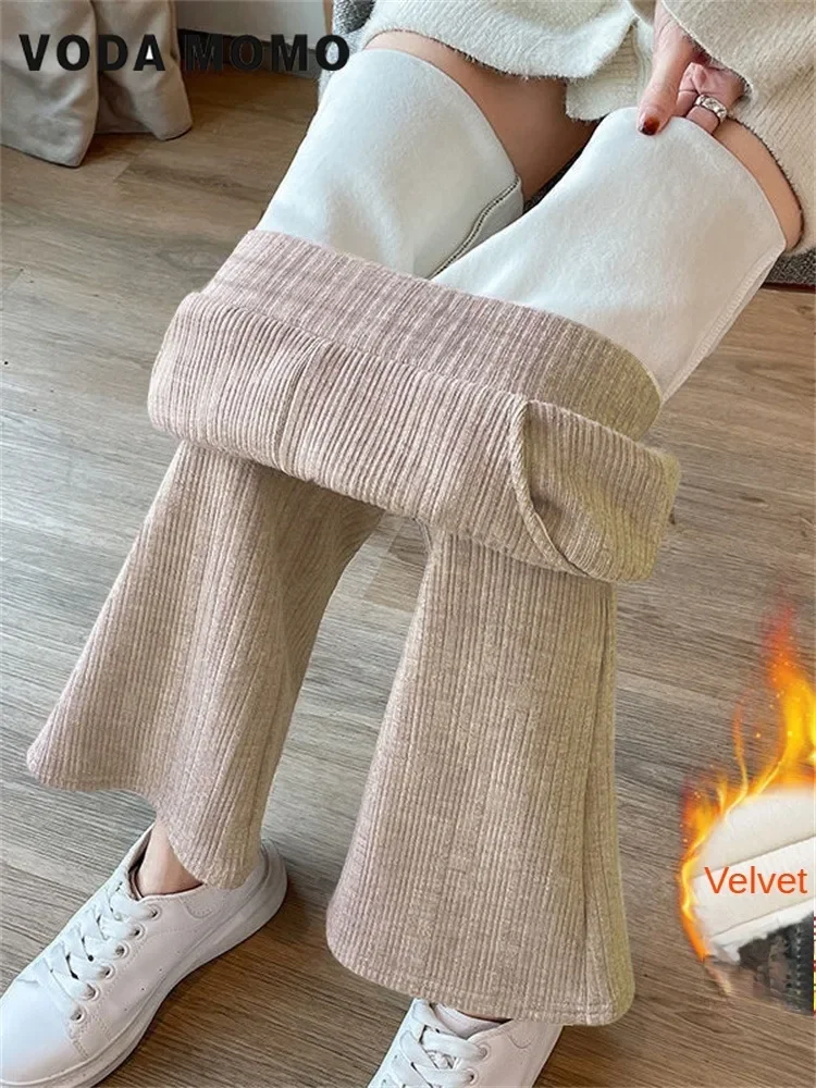 Thicken Plus Velvet Warm Wide Leg Pants Elegant Winter Women Casual High Waist Elastic Slim Plush Lined Casual Fashion Trousers
Thicken Plus Velvet Warm Wide Leg Pants Elegant Winter Women Casual High Waist Elastic Slim Plush Lined Casual Fashion Trousers