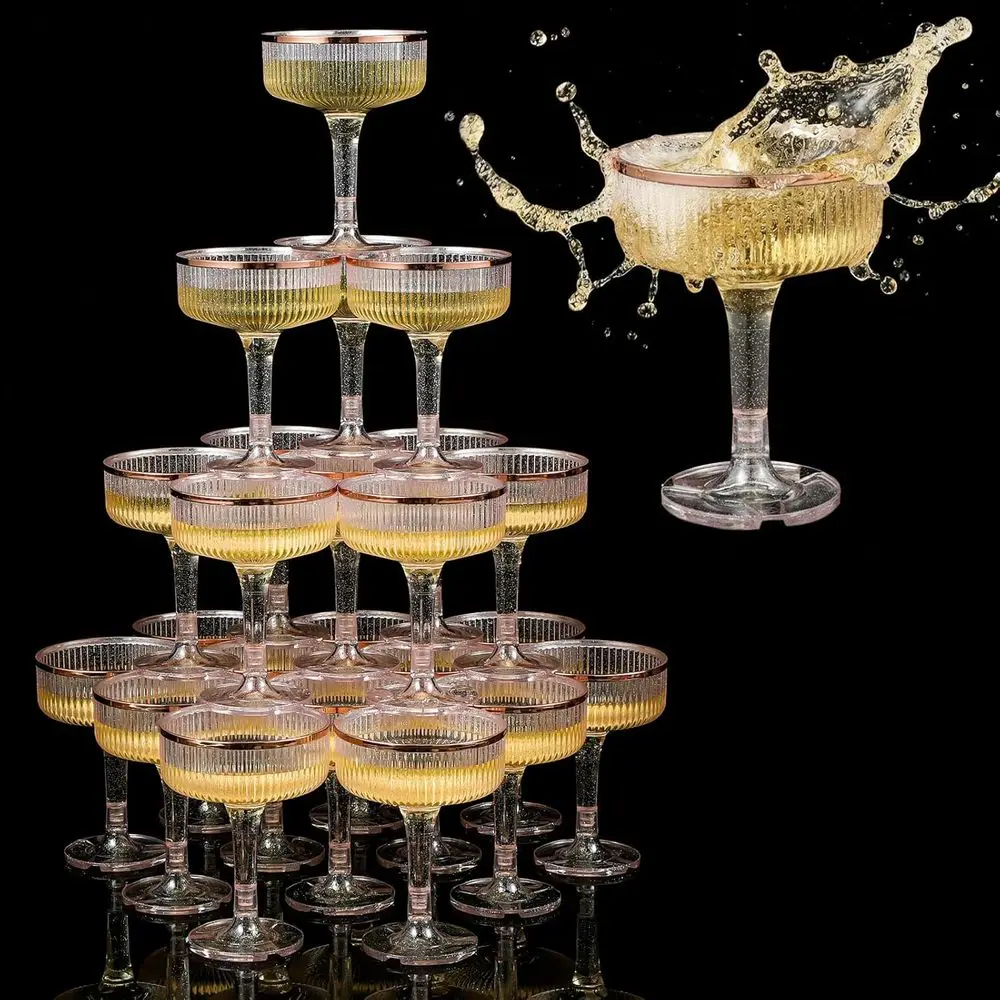 24 Champagne Tower 7 oz Plastic Champagne Coupe Glasses Set Stackable Plastic Ribbed Martini Glasses Unbreakable Acrylic Cocktai
24 Champagne Tower 7 oz Plastic Champagne Coupe Glasses Set Stackable Plastic Ribbed Martini Glasses Unbreakable Acrylic Cocktai