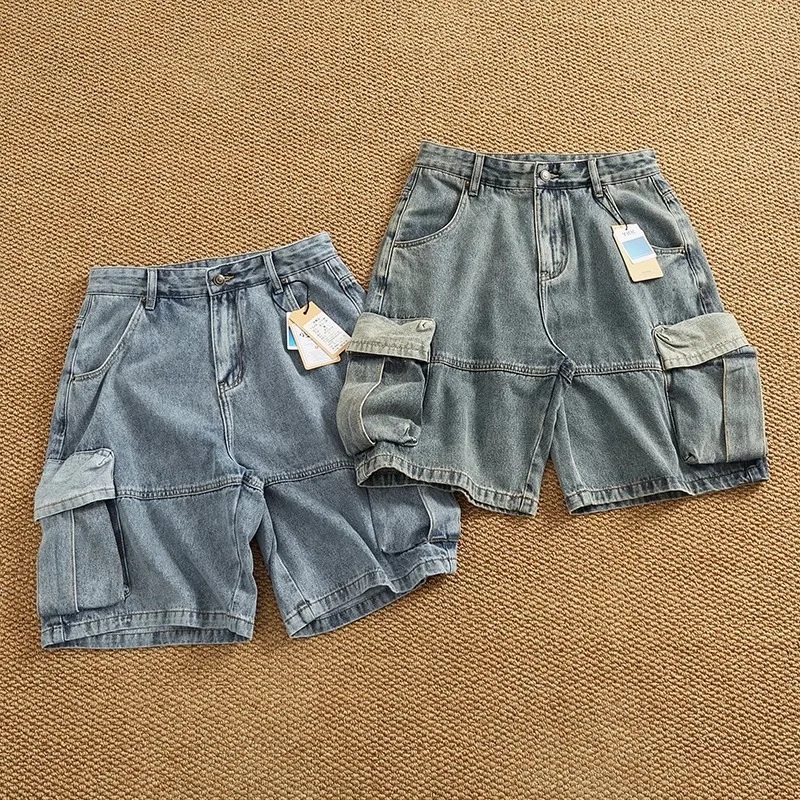 Men's Loose Straight Leg Multi Pocket Jeans Retro Cargo Denim Shorts Shorts Summer Five Quarter Pants
Men's Loose Straight Leg Multi Pocket Jeans Retro Cargo Denim Shorts Shorts Summer Five Quarter Pants