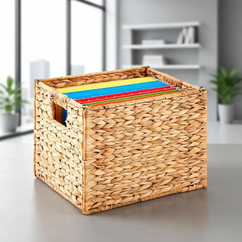 Collapsible Letter-Size Woven Hanging Basket for Portable Decorative Storage of Documents, Office Supplies, and Home Decor
Collapsible Letter-Size Woven Hanging Basket for Portable Decorative Storage of Documents, Office Supplies, and Home Decor