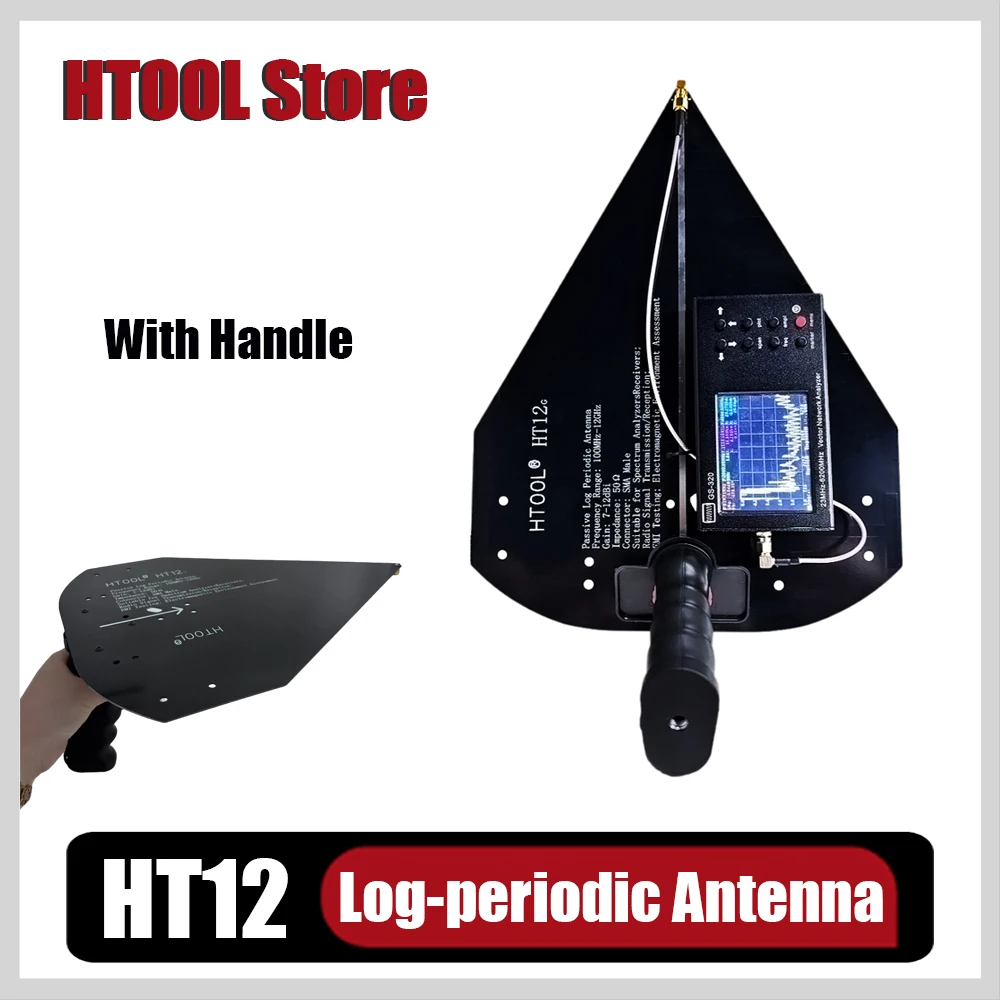 HTOOL HT12 Handheld Passive Log Periodic Antenna 0.1-12GHz Direction Antenna Highly Accurate Gain 7~12dBi Built-in Handle
HTOOL HT12 Handheld Passive Log Periodic Antenna 0.1-12GHz Direction Antenna Highly Accurate Gain 7~12dBi Built-in Handle