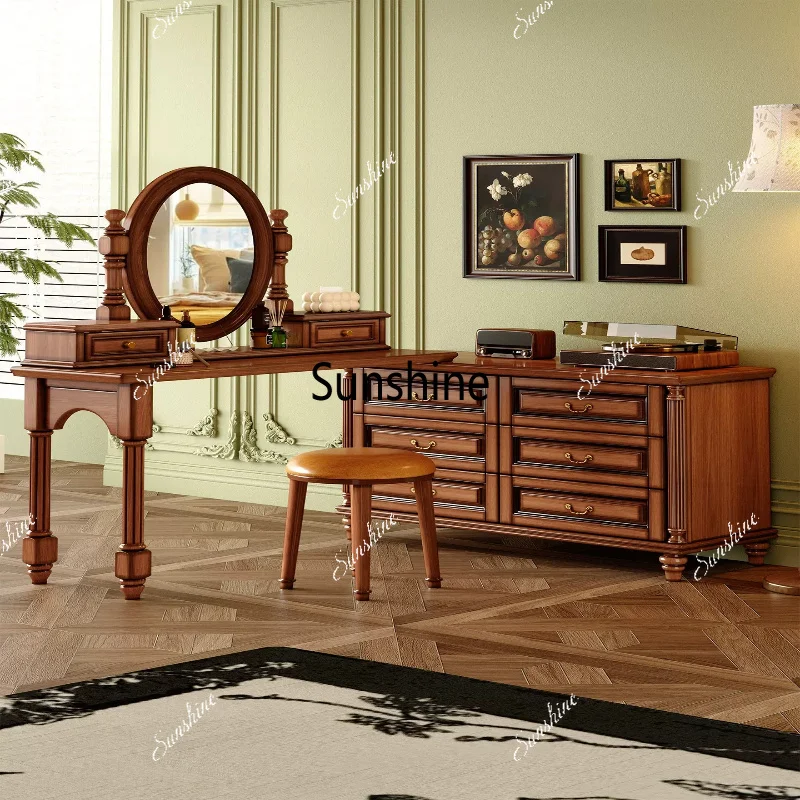 American retro solid wood dresser chest cabinet integrated retractable rotating with drawer
American retro solid wood dresser chest cabinet integrated retractable rotating with drawer