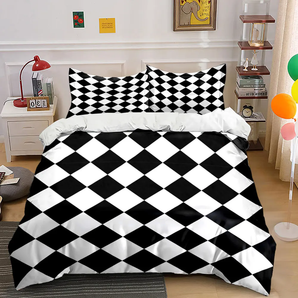 Black White Pattern Decor Set Bedding Set with 1 Duvet Cover 2 Pillowcases Single Double King Queen, Gift
Black White Pattern Decor Set Bedding Set with 1 Duvet Cover 2 Pillowcases Single Double King Queen, Gift