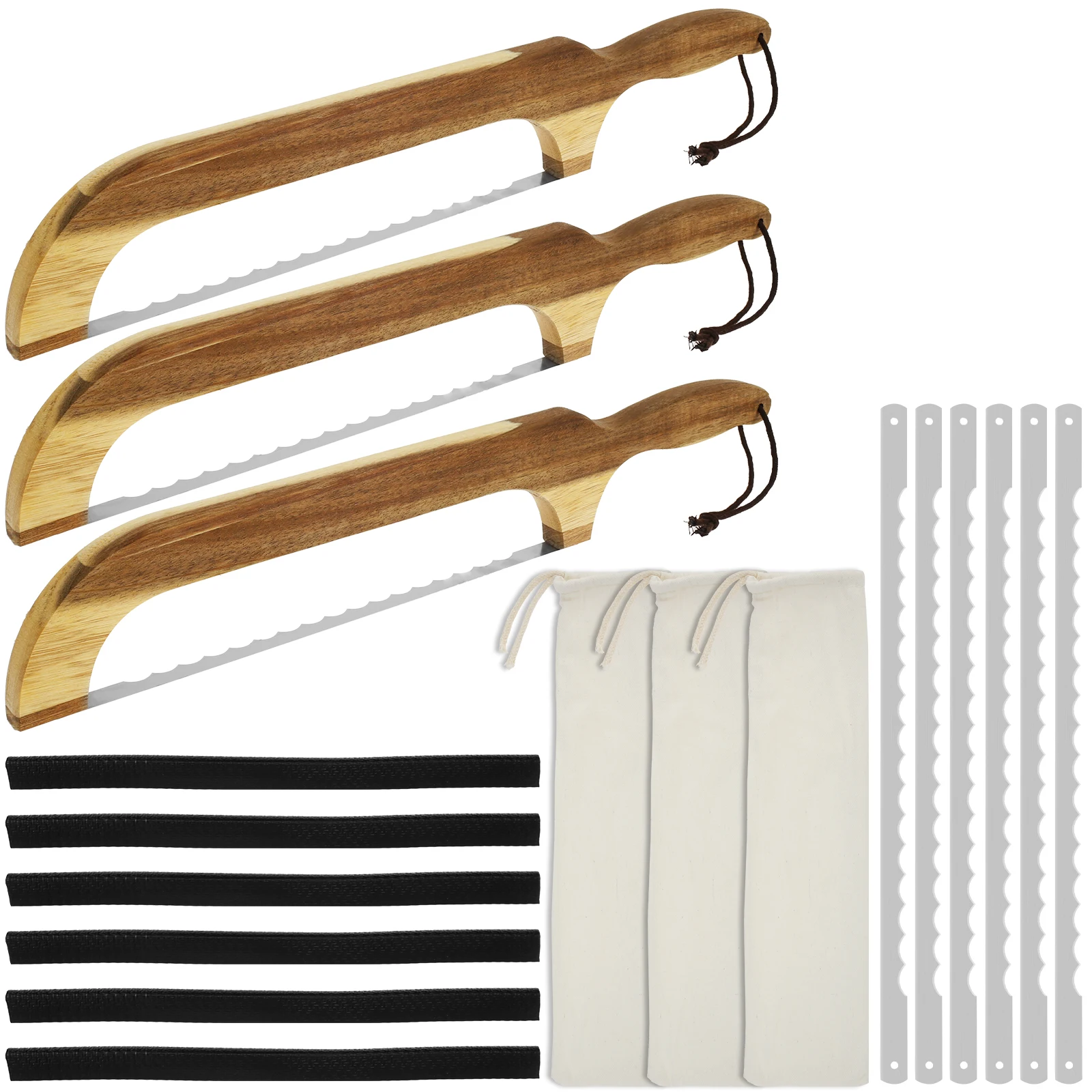 3 шт. хлеборезка для домашнего хлеба, деревянный нож для хлеба с лезвиями из нержавеющей стали, нож для хлеба с зубцами 
3 шт. хлеборезка для домашнего хлеба, деревянный нож для хлеба с лезвиями из нержавеющей стали, нож для хлеба с зубцами