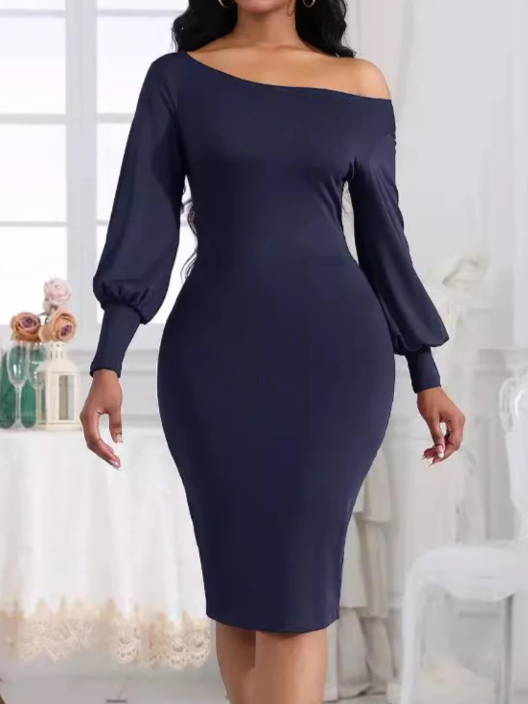 High-waisted Diagonal Collar Off-shoulder Slim Bodycon Dress Women Long Sleeved Midi Dress Office Lady Club Party
High-waisted Diagonal Collar Off-shoulder Slim Bodycon Dress Women Long Sleeved Midi Dress Office Lady Club Party
