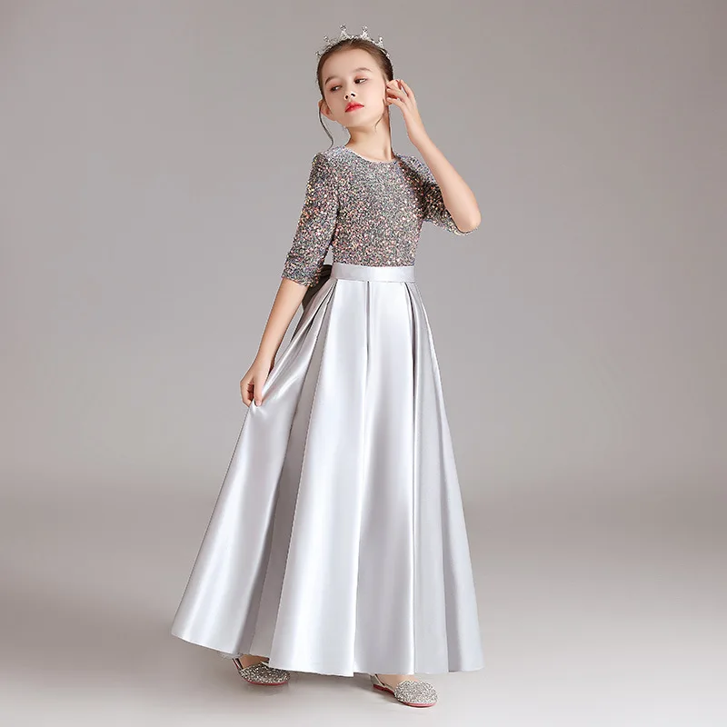 Girls Piano Magic Glitter Grey Dress Princess Dress Primary School Choir Performance Dress Sleeve Temperament
Girls Piano Magic Glitter Grey Dress Princess Dress Primary School Choir Performance Dress Sleeve Temperament