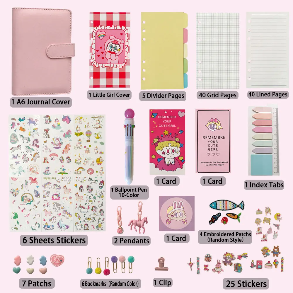 Creative DIY Journal Set,Cute PU Planner & Sketchbook with Grid Pages, Ballpoint Pen,Dividers, Stickers & Charms
Creative DIY Journal Set,Cute PU Planner & Sketchbook with Grid Pages, Ballpoint Pen,Dividers, Stickers & Charms