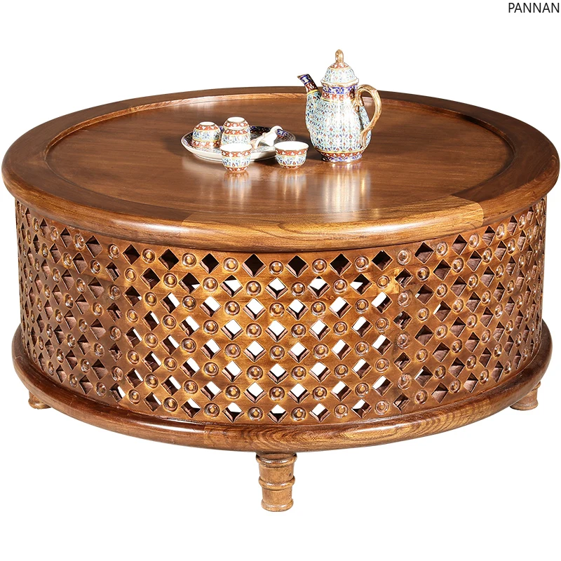 Thai round coffee table New Chinese living room Solid wood tea table Household simple
Thai round coffee table New Chinese living room Solid wood tea table Household simple