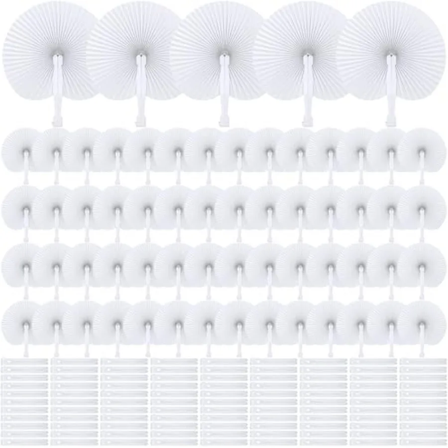 160 Pack Folding Wedding Paper Fans White Handheld Folding Fan Round Shaped Wedding Fans with Plastic Handle for Wedding Birthd
160 Pack Folding Wedding Paper Fans White Handheld Folding Fan Round Shaped Wedding Fans with Plastic Handle for Wedding Birthd
